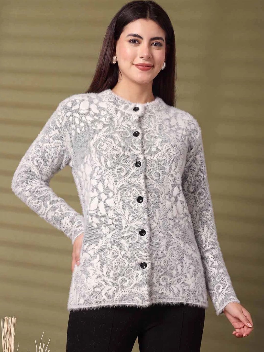 Clora Creation Women Printed Woollen Cardigan-picture-57