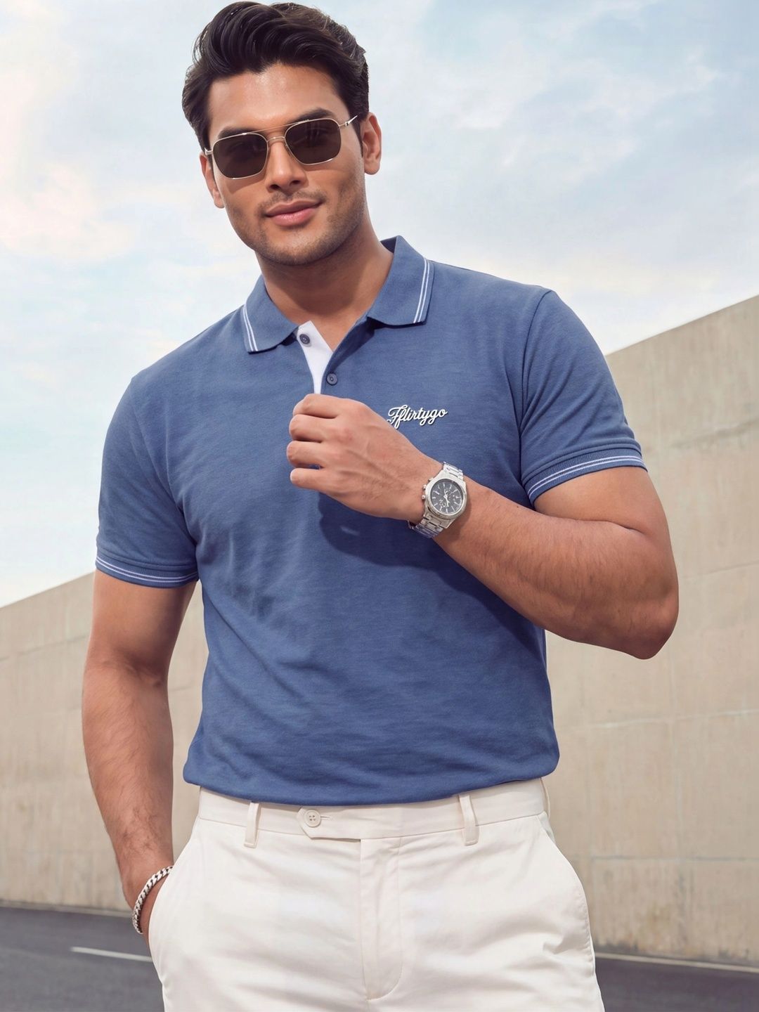 FFLIRTYGO Men Brand Logo Polo Collar T-shirt-picture-14