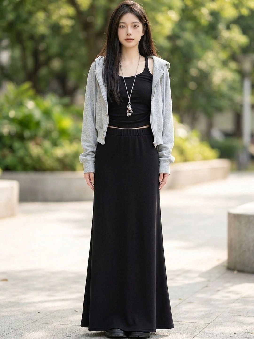 Suo Women Maxi A-Line Skirt-picture-10