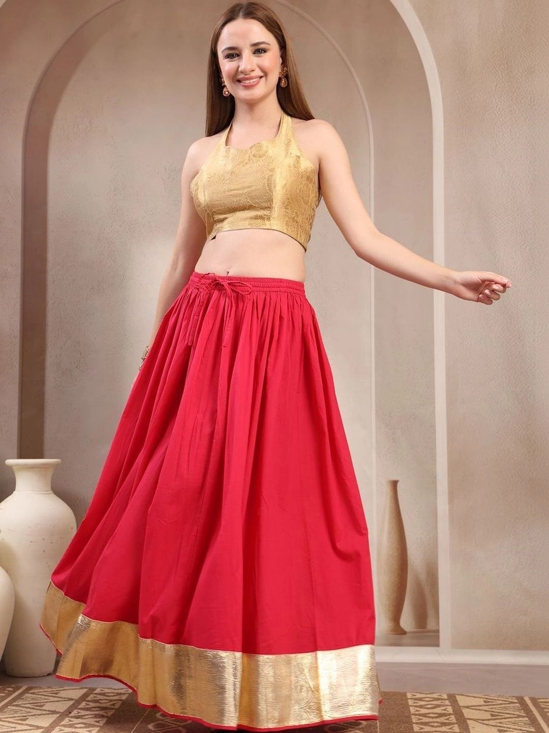 Anouk Women Cotton Cotton Cambric Tiered Maxi Flared Skirt-picture-29