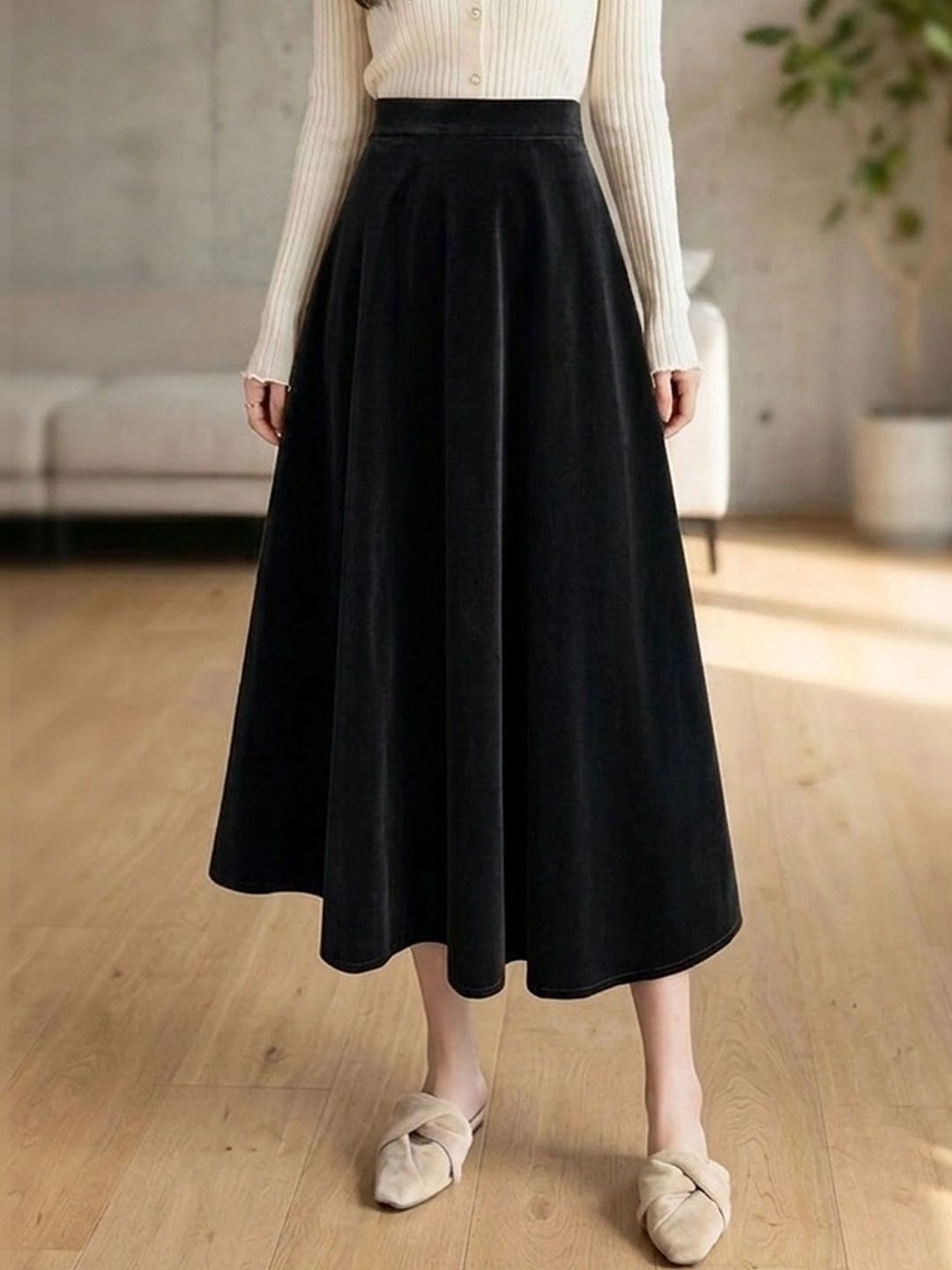 Suo Women Midi A-Line Skirt-picture-18