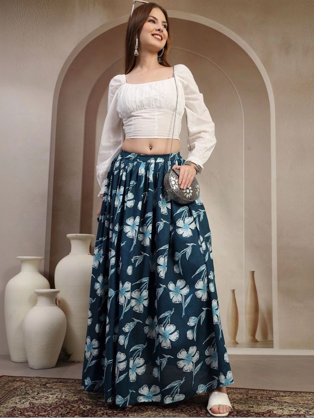 Anouk Women Cotton Cotton Cambric Floral Maxi Skirts-picture-44
