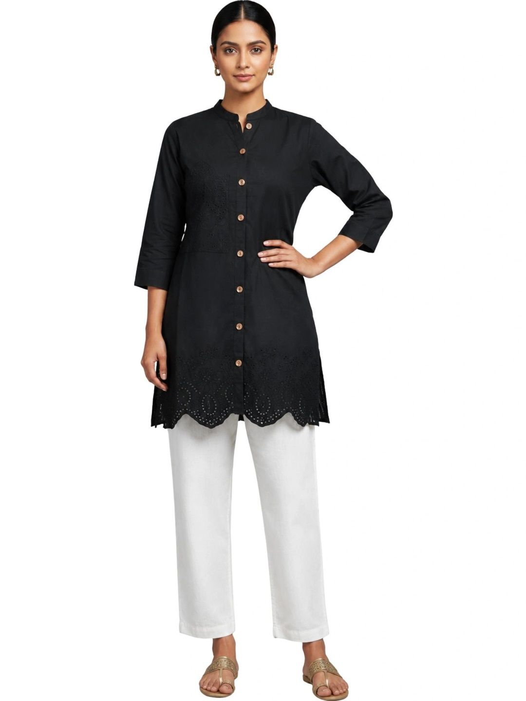 LAFURE Ethnic Motifs Embroidered Chikankari Pure Cotton Chikankari Kurti-picture-57