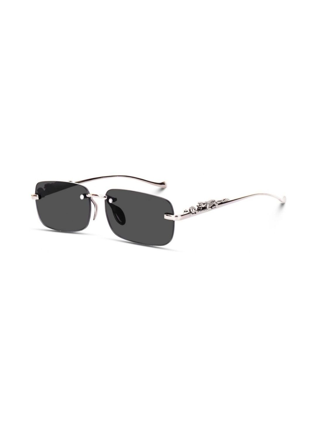 EYELLUSION Women Black Lens & Silver-Toned Rectangle Sunglasses with-image-48
