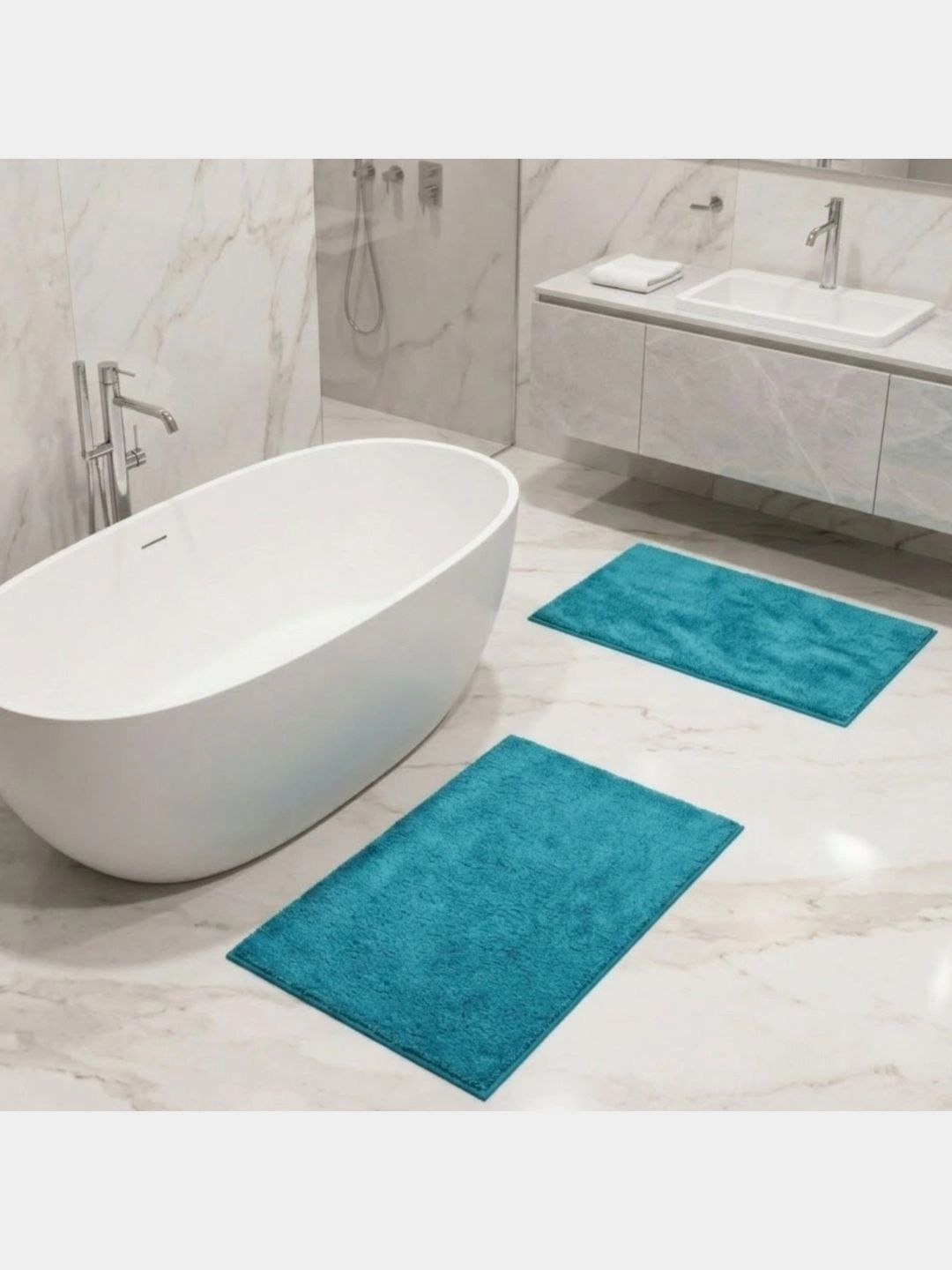 Pano 2-Pcs Teal Anti Skid Absorbent Bath Rugs-image-28