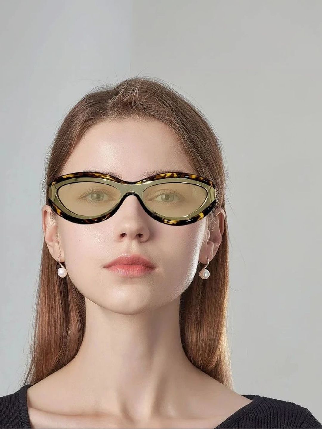 ZAADRAN Unisex Brown Lens & Gold-Toned Cateye Sunglasses with-picture-52