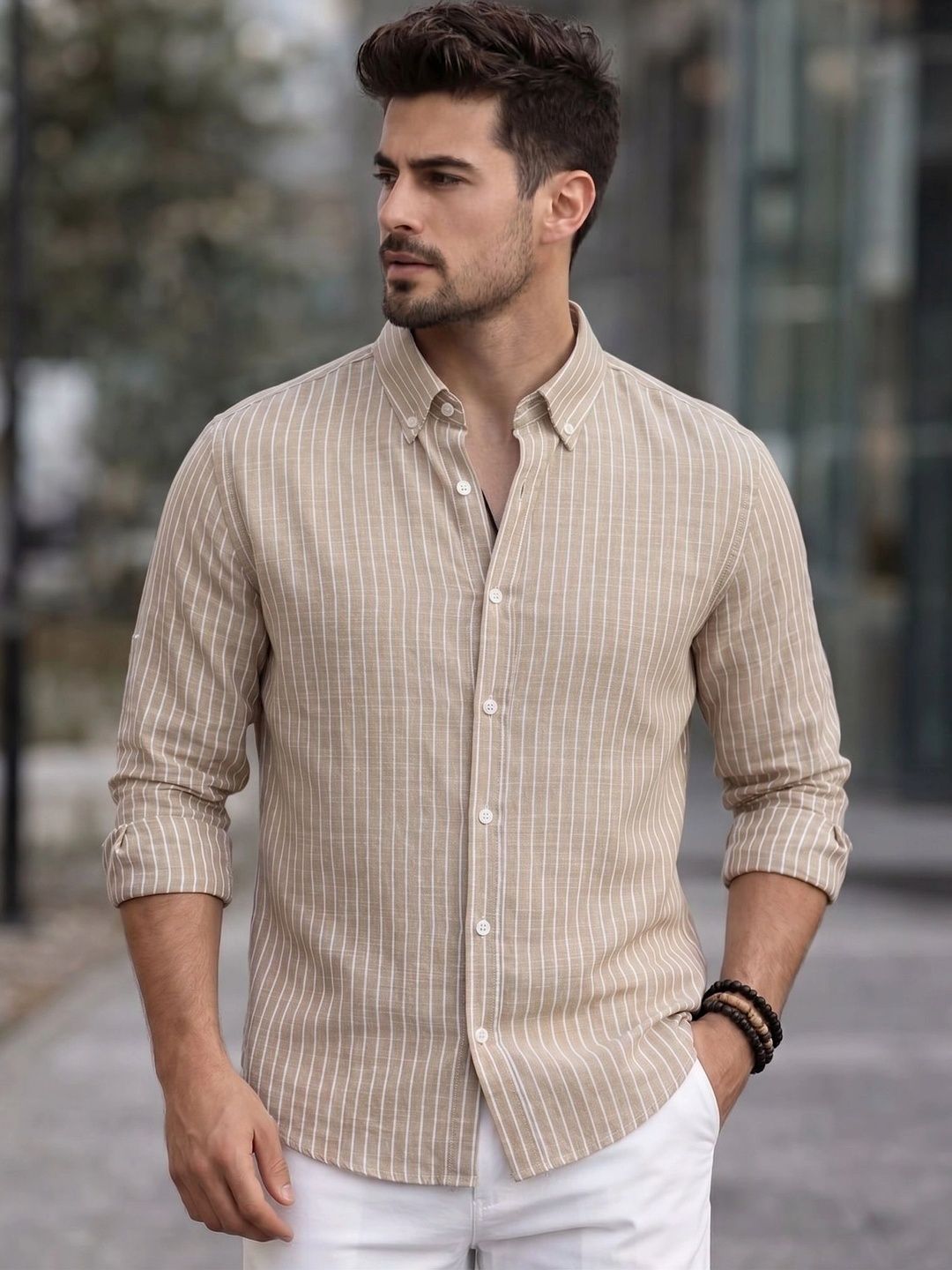SOLSTICE Men Straight Striped Casual Shirt-picture-41