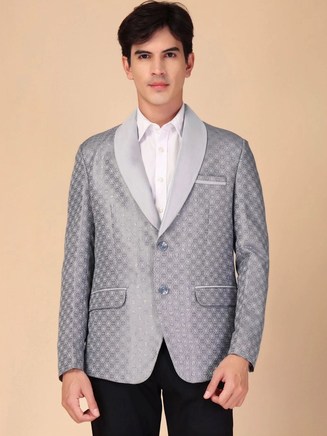 Moda Rapido Self Design Shawl Collar Single-Breasted Casual Blazer-picture-12