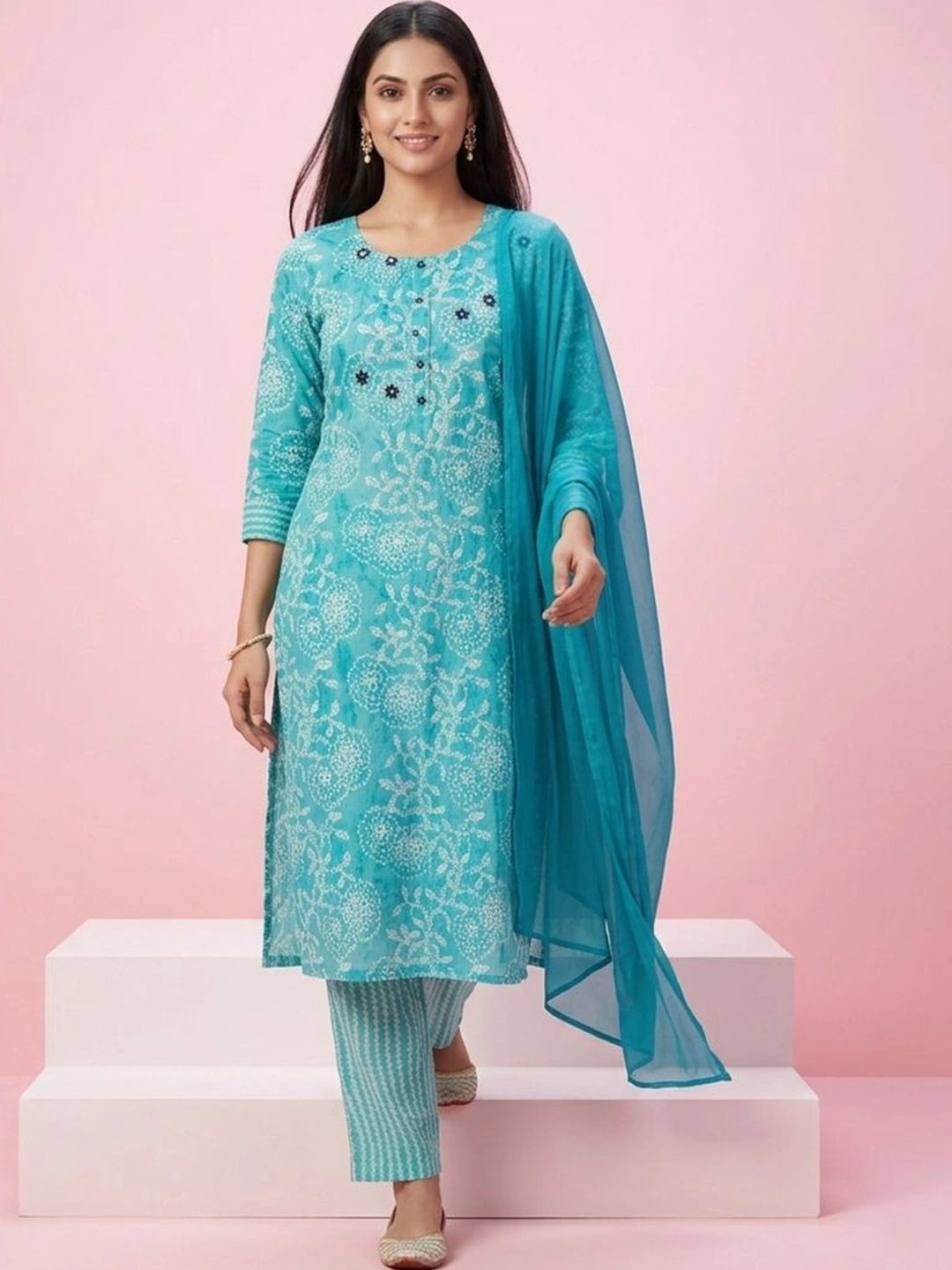 gokurtis Floral Printed Pure Cotton Blend Handloom Kurti-picture-10