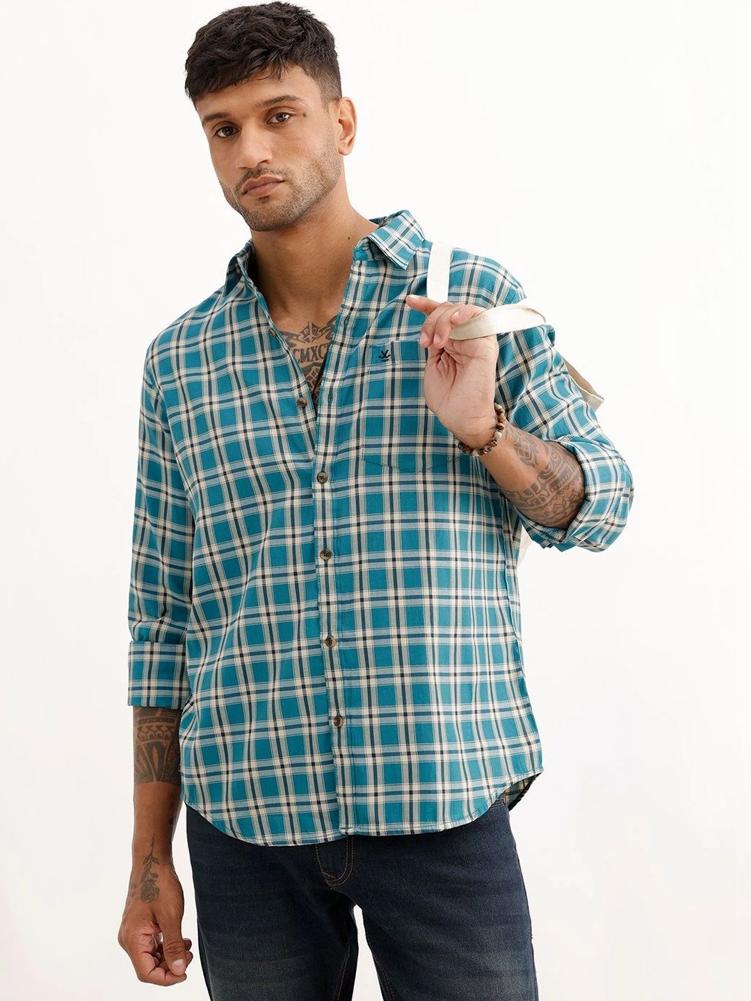 WROGN Men Slim Fit Checked Casual Shirt-picture-36