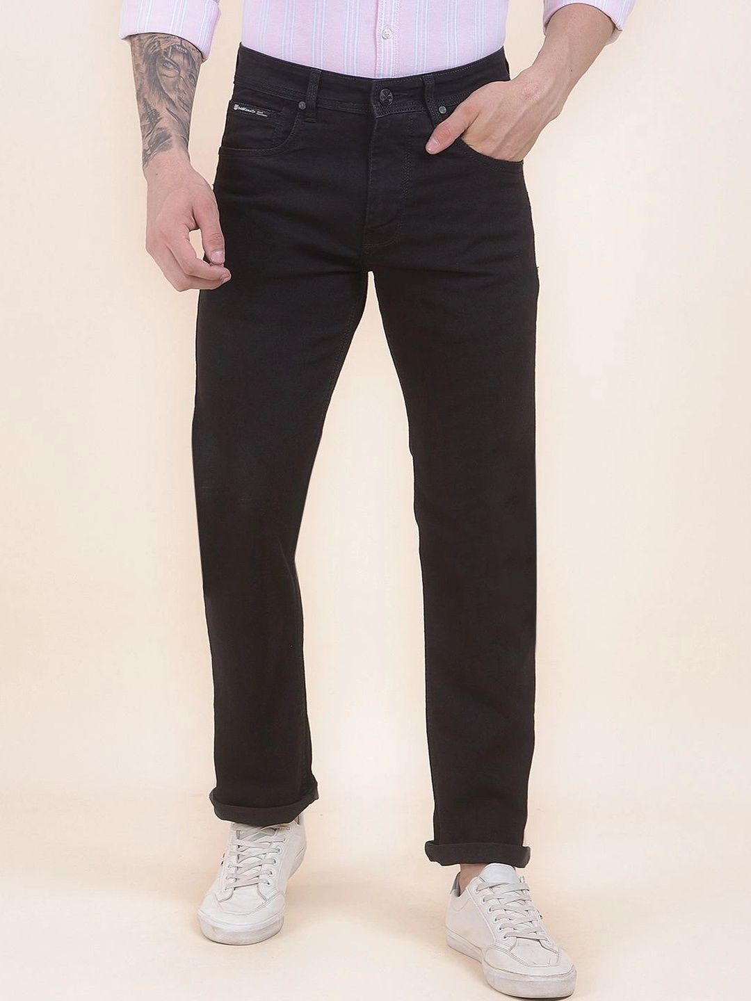 Cantabil Men Straight Fit Mid-Rise Stretchable Jeans-picture-11
