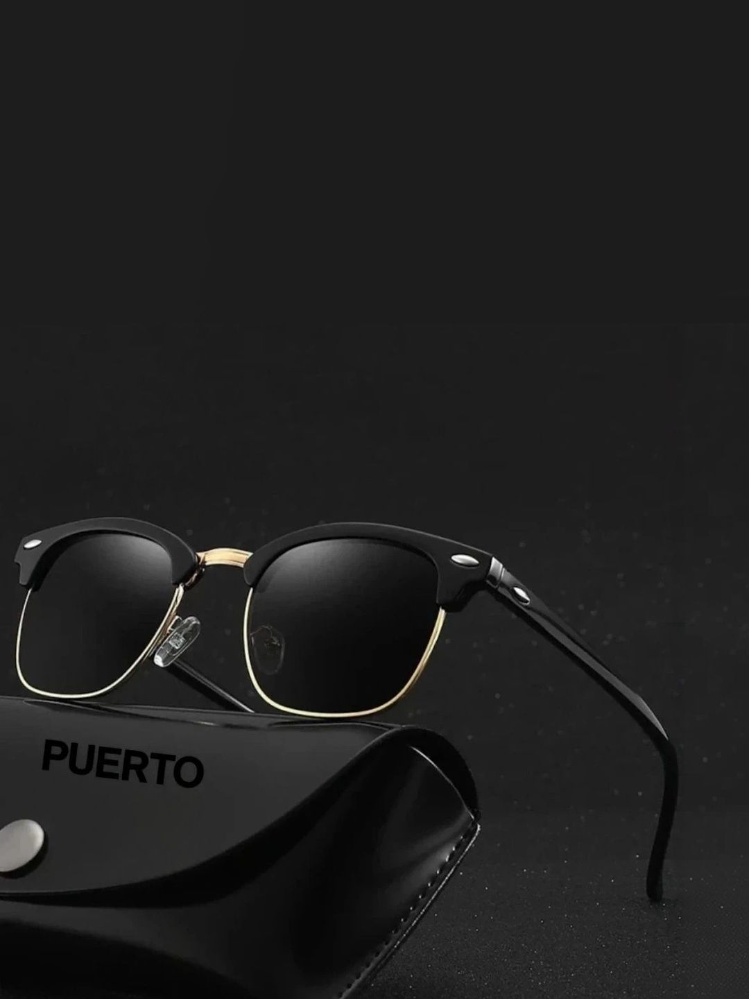 EYELLUSION Women Black Lens & Gold-Toned Browline Sunglasses with-picture-14