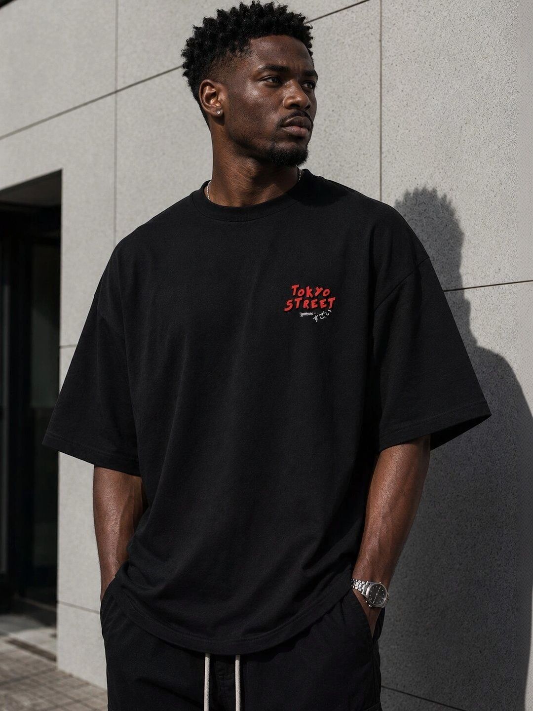 HERE&NOW Men Printed Drop-Shoulder Sleeves T-shirt-picture-30