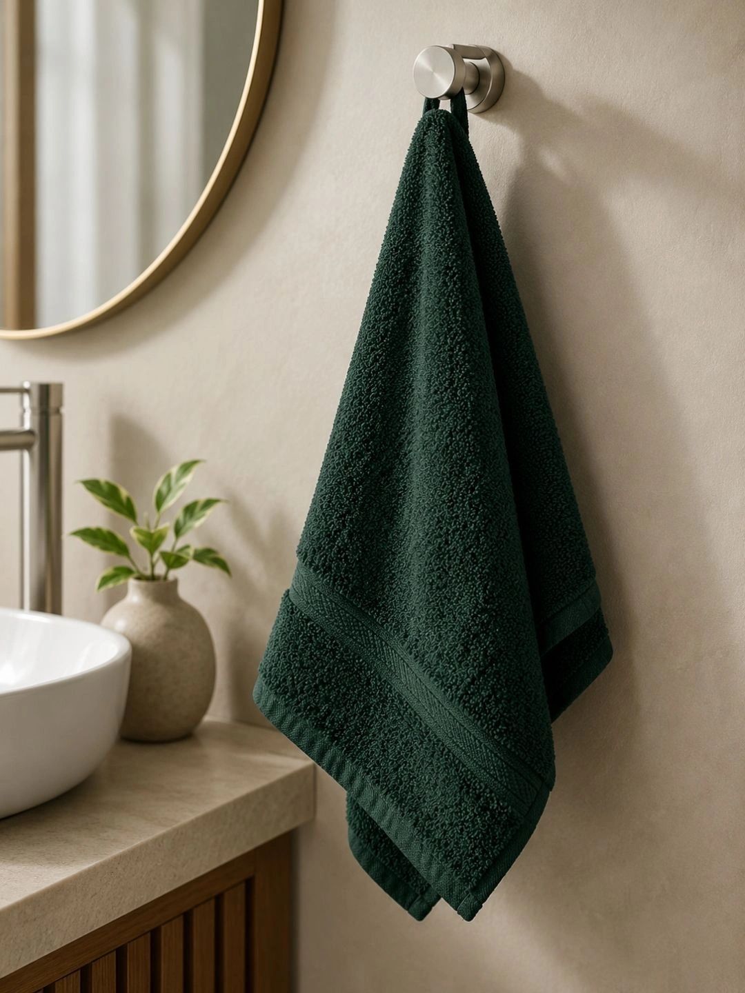 Terrycott Green Pure Cotton 150 GSM Hand Towels-image-8
