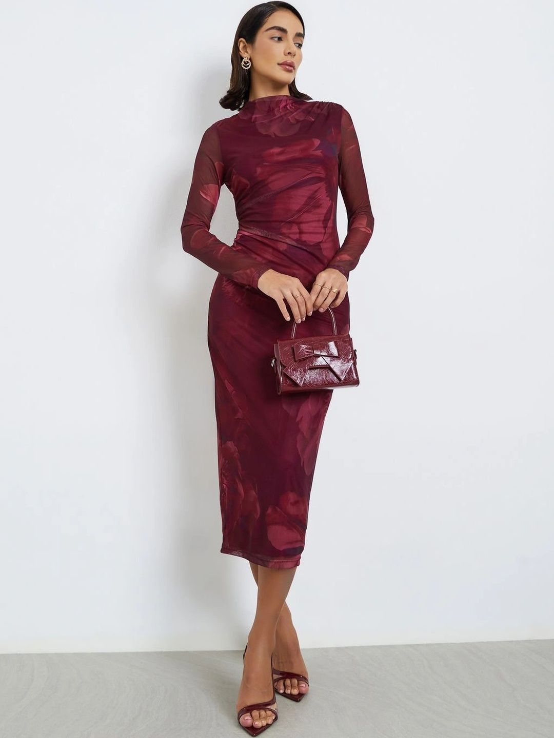 Styli Floral Print Bodycon Midi Dress-image-15
