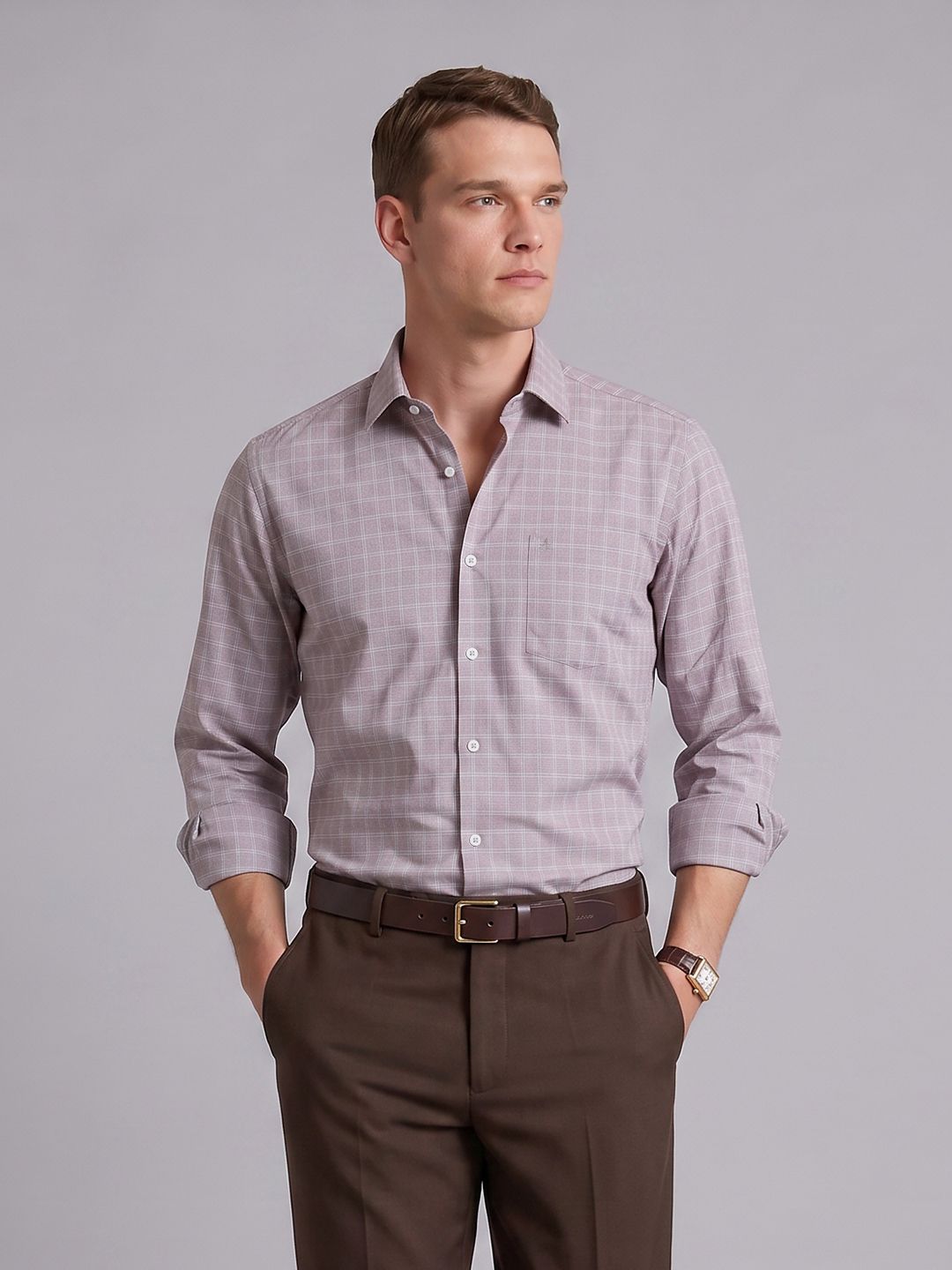 Arrow Slim Fit Checked Formal Shirt-picture-18