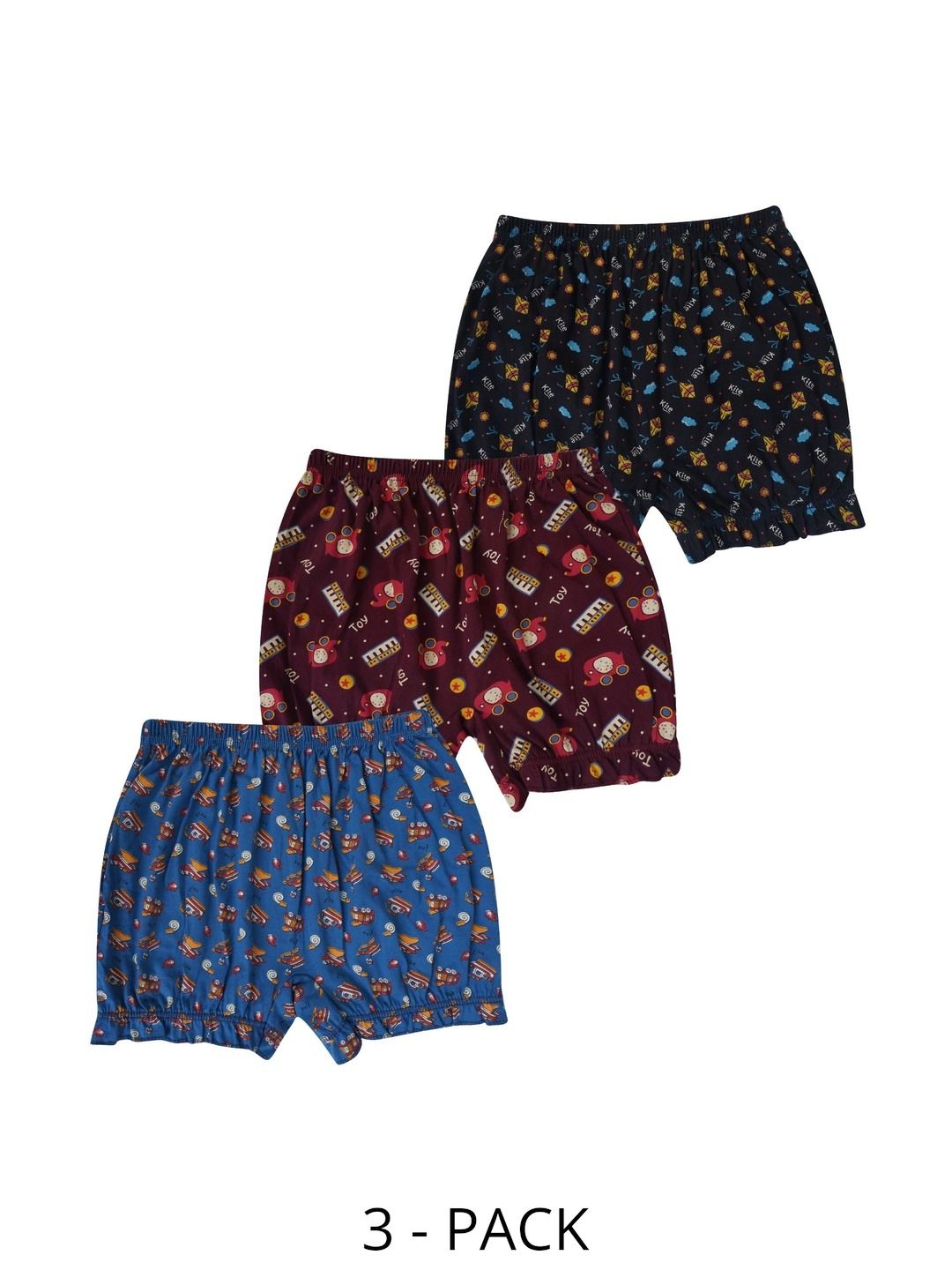 YELLOWDELIGHT Girls Pack of 3 Printed Assorted Cotton Boy Shorts-picture-19