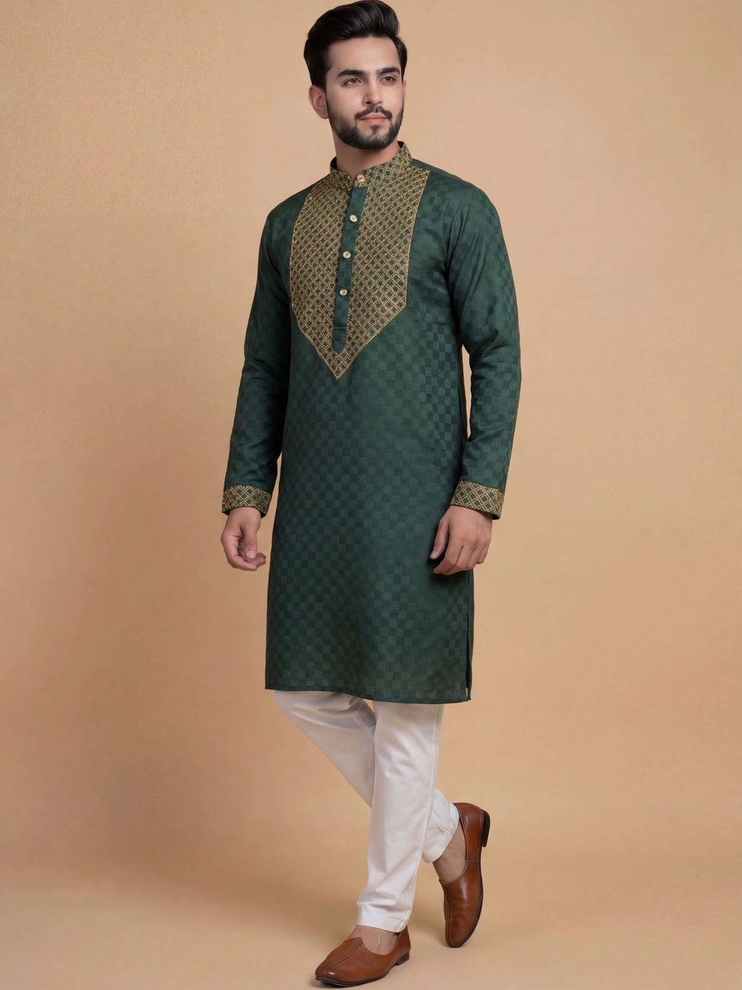 Tibra Collection Men Ethnic Motifs Regular Thread Work Kurta with Pyjamas-picture-17