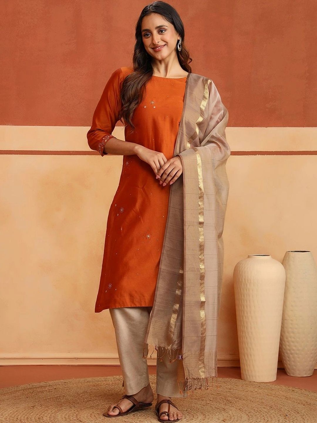 Fabindia Woven Design Cotton Silk Blend Dupatta-picture-30