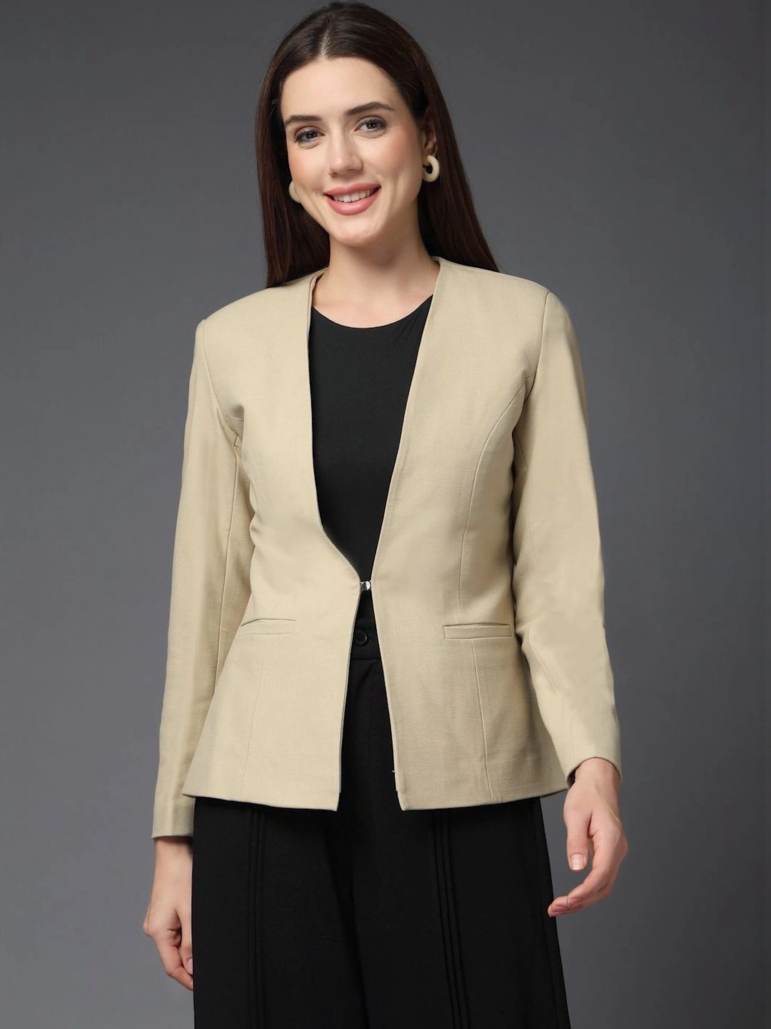 T TRYON ULTIMATE Collarless Single-Breasted Tailored Fit Party Blazer-picture-25