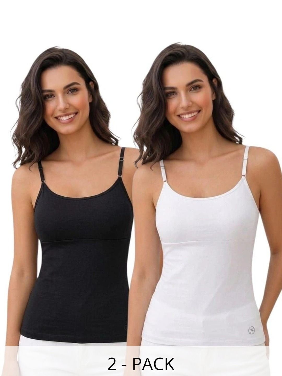 ESOROUCHA Pack of 2 Cotton Lightly Padded Camisole-picture-11