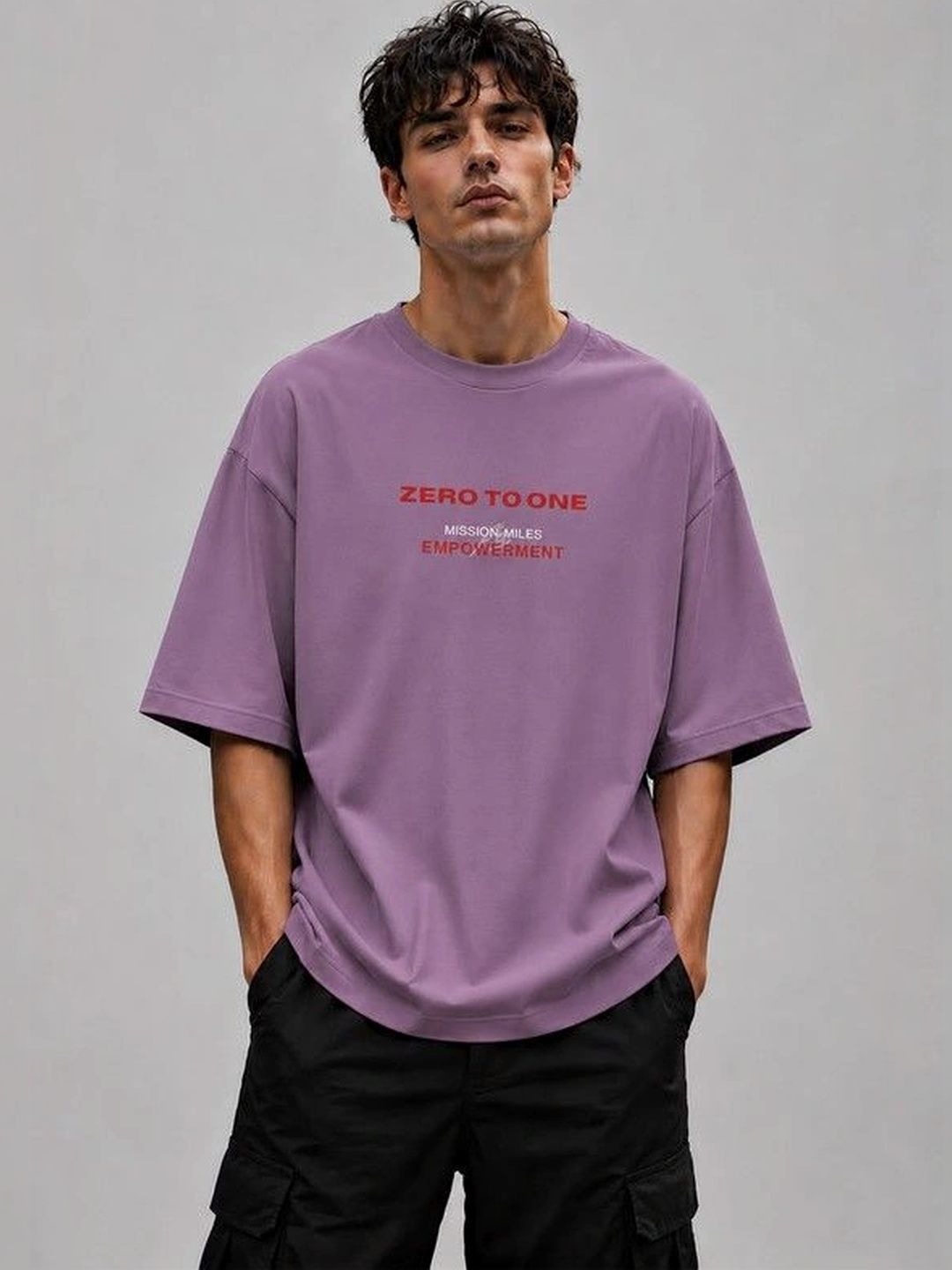 9TUNKI Men Typography Printed Drop-Shoulder Sleeves Pure Cotton T-shirt-picture-47