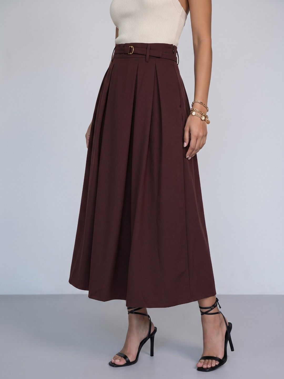 Phosphorus Women Pleated Midi A-Line Skirt-picture-28