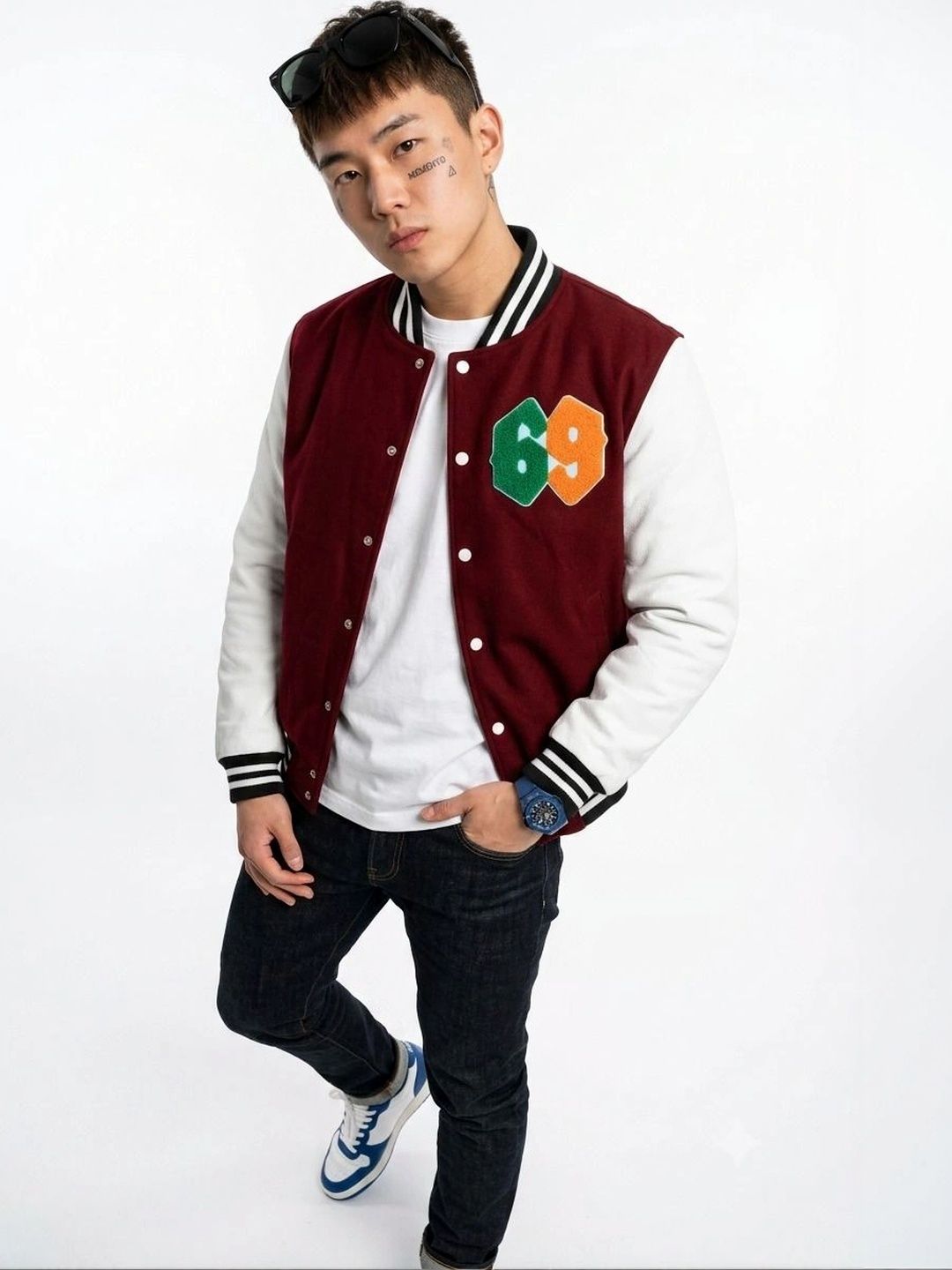 oiin Men Colourblocked Fleece Blend Varsity Jacket-picture-54