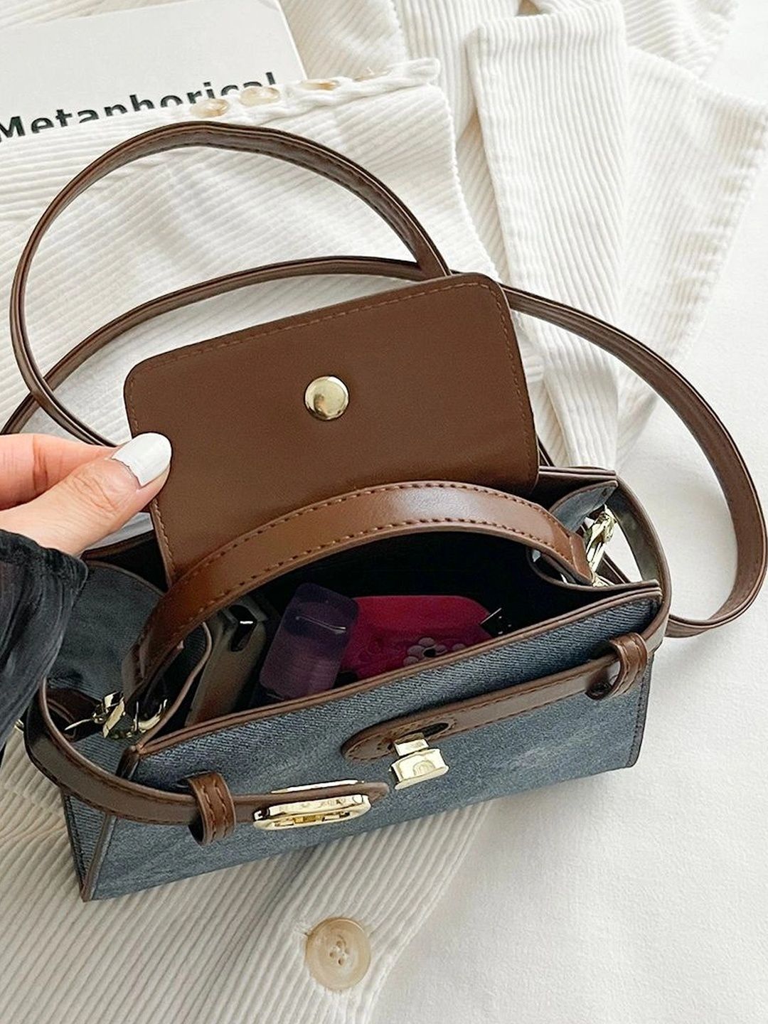 Lara Karen Textured PU Structured Satchel-image-13