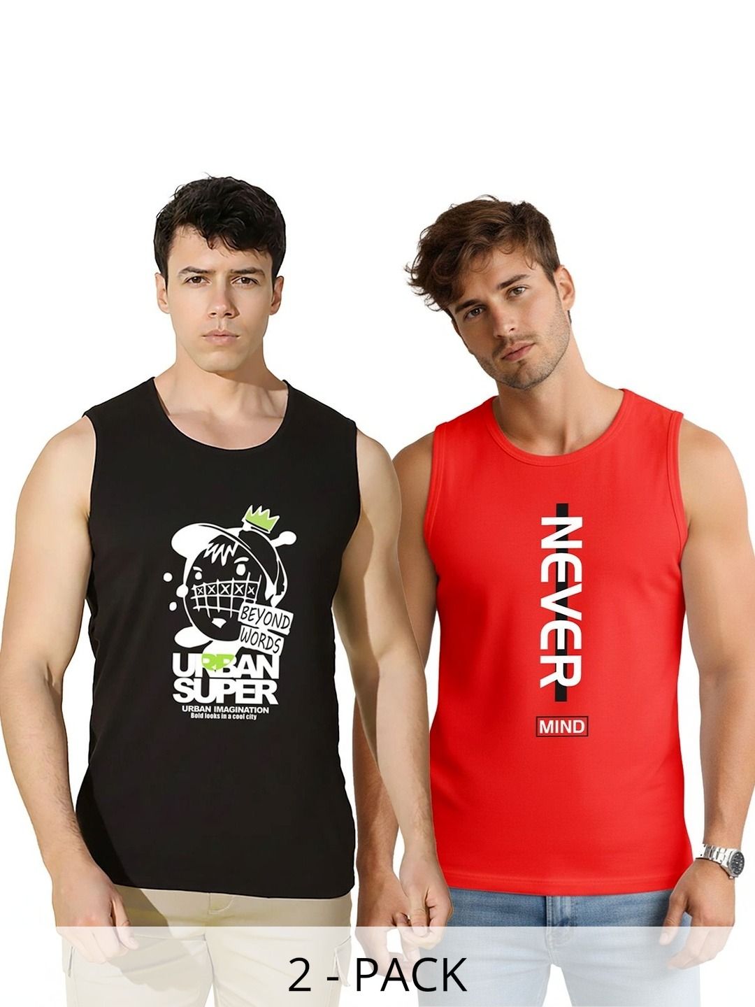 SLOWLORIS Pack of 2 Printed Cotton Gym Vest-picture-29
