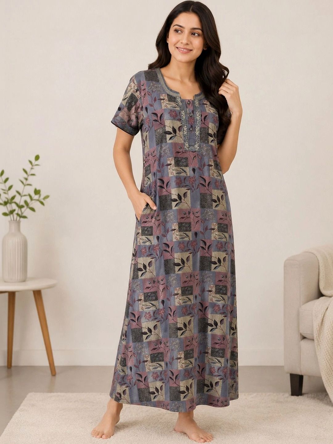Sukhraa Printed Maxi Nightdress-image-18
