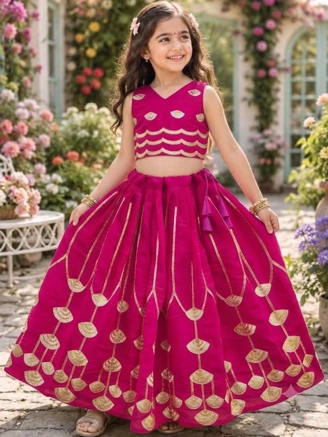 RJ ONLINE Girls Embellished Sequinned Ready to Wear Lehenga &-picture-48