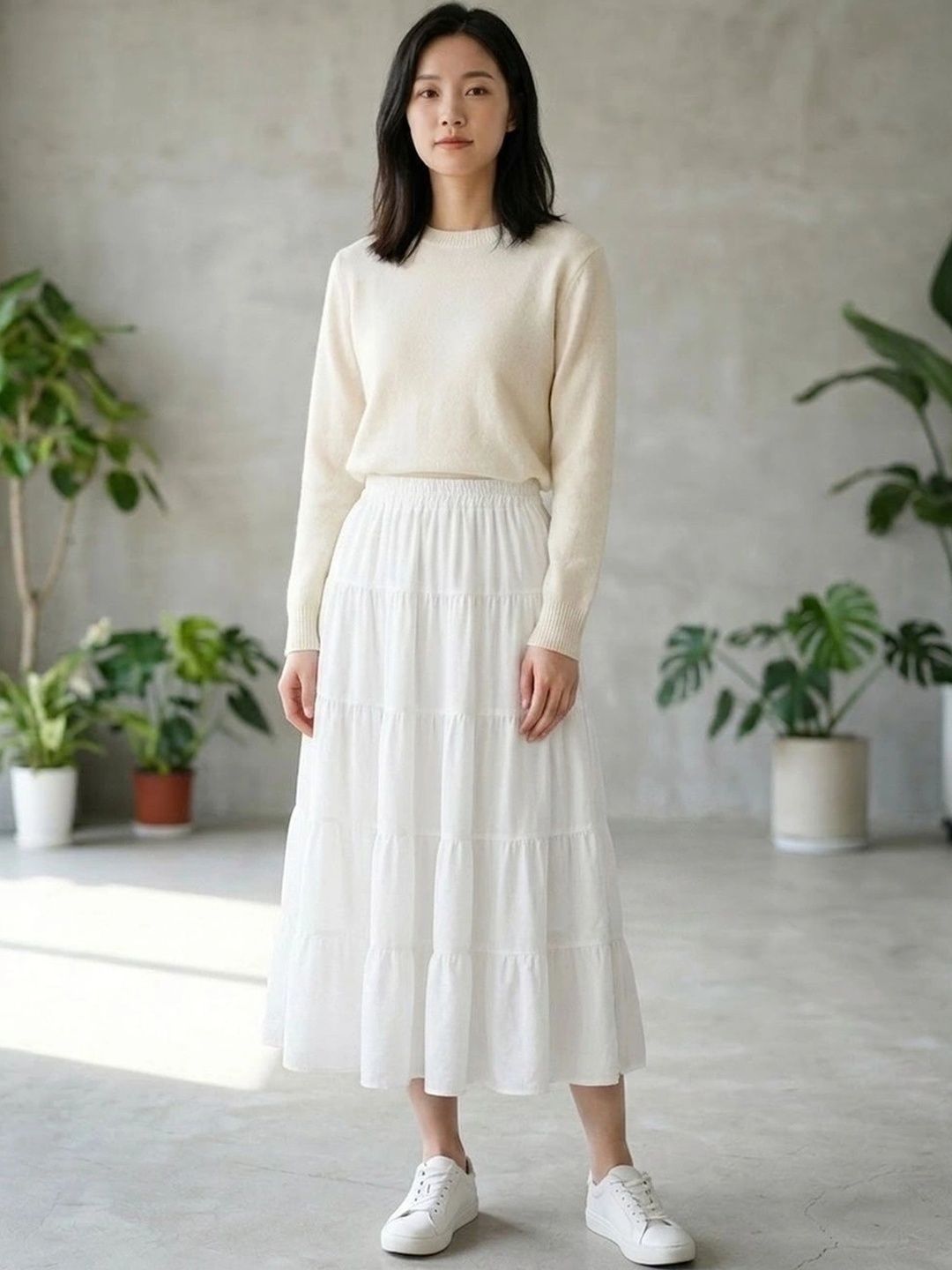 Suo Women Floral Tiered Midi Tiered Skirt-picture-12