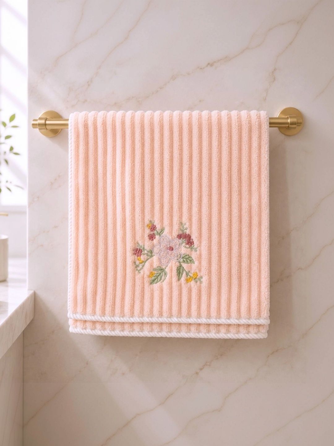 DIVYAM - JOY OF COMFORT Pink & White 1 420 GSM Bath Towel-image-41