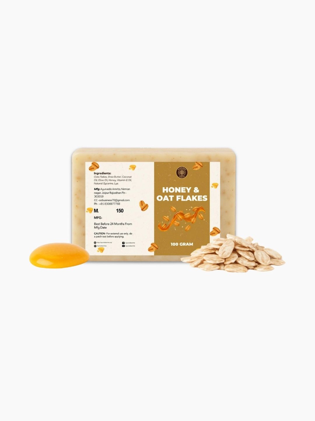 Ayurveda Amrita Honey Oat Flakes Handmade Soap Bar - 100 g-picture-30