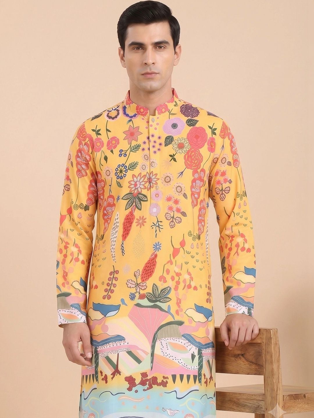 House of Pataudi Men Floral Printed Floral Kurta-picture-54