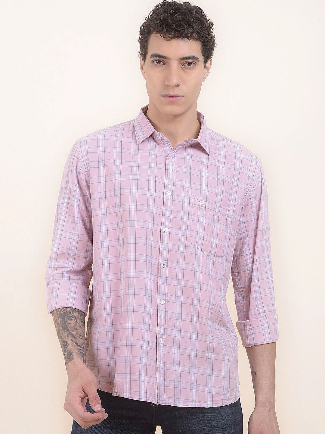 Cantabil Men Slim Fit Checked Casual Shirt-picture-21