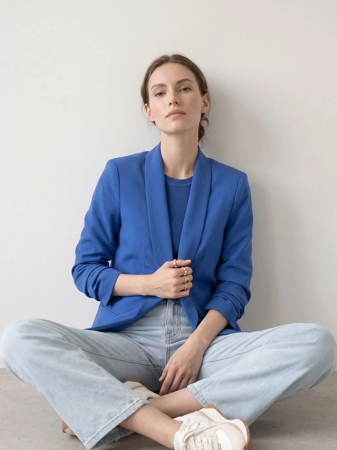 Vero Moda Shawl Collar Open Front Casual Blazers-picture-34