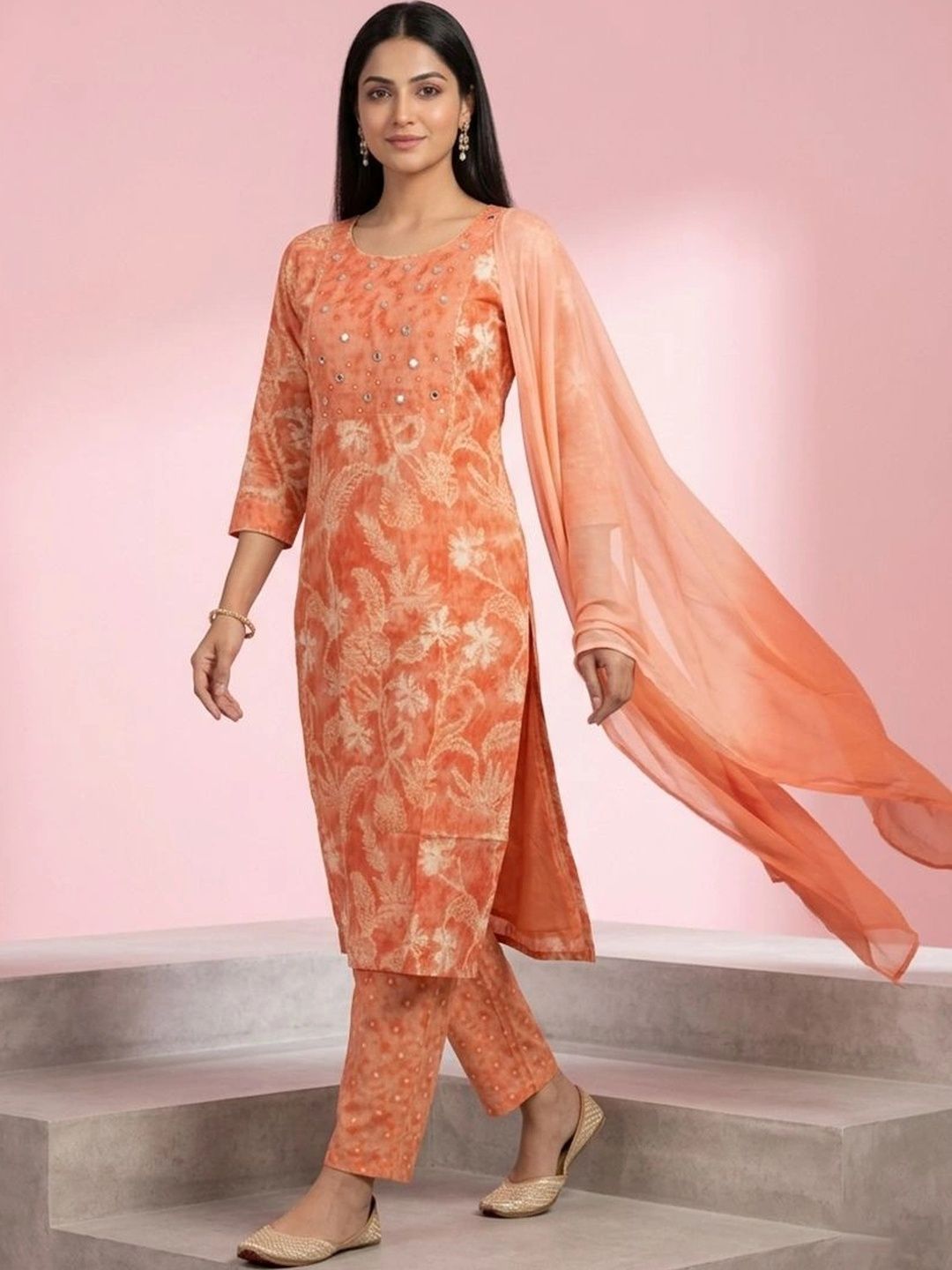 gokurtis Botanical Printed Mirror Work Pure Cotton Blend Handloom Mirror Work Kurti-picture-51