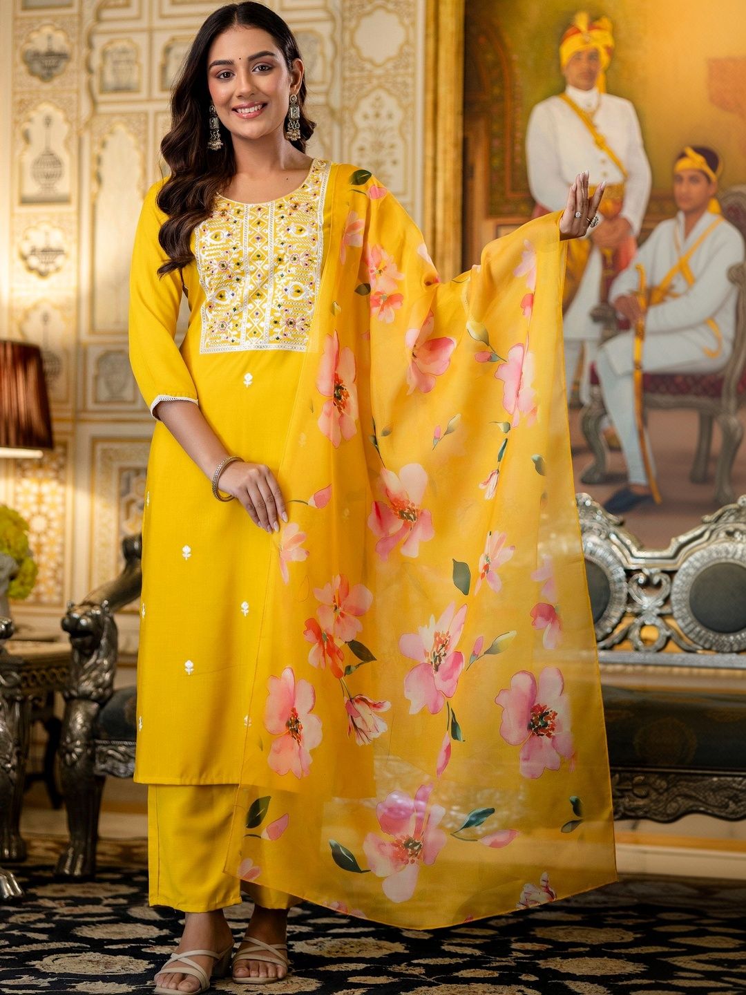 GRINISH Women Floral Embroidered Thread Work Pure Cotton Thread Work Kurti-picture-24