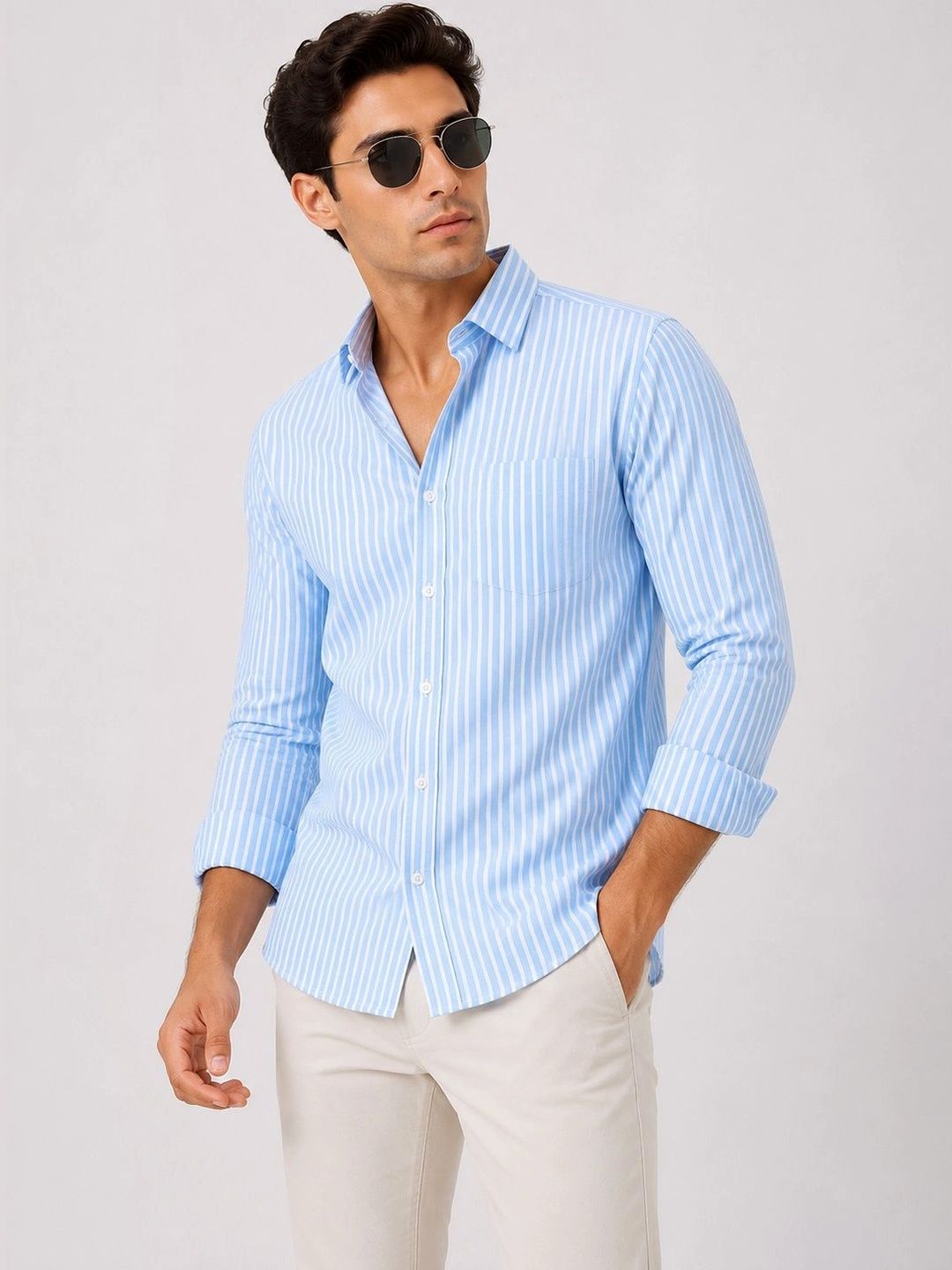 KLYZEE Men Comfort Striped Casual Shirt-picture-52