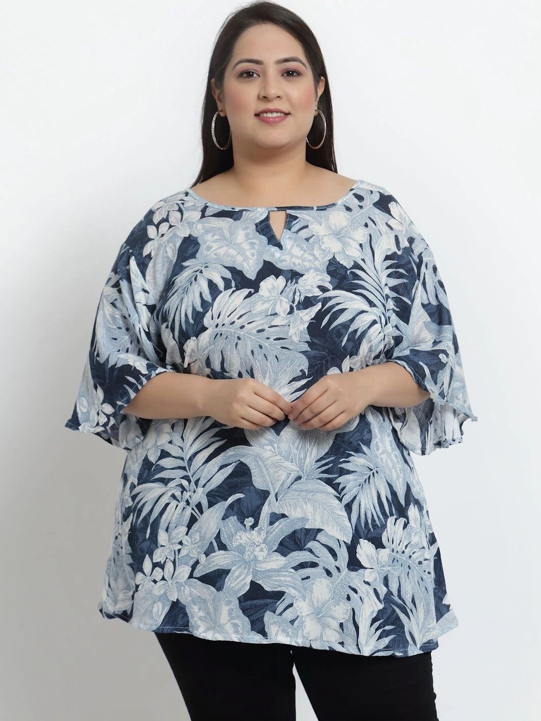 Moda Rapido Tropical Print Bell Sleeve Tropical Top-picture-30