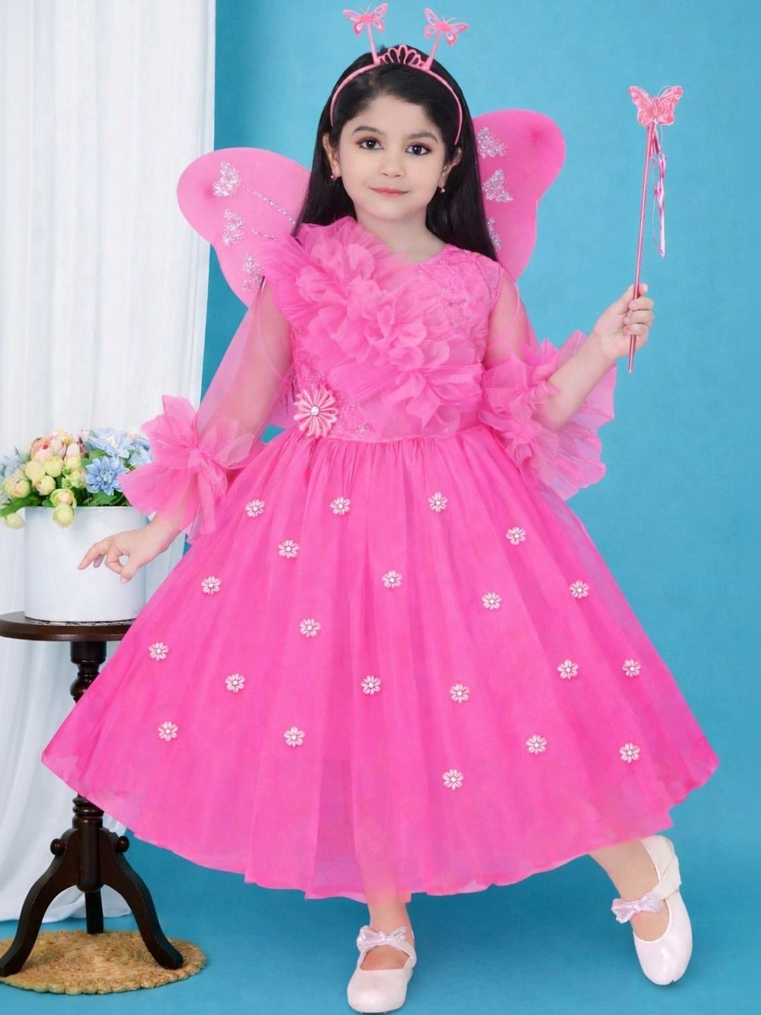 ITC FASHION Embellished Ruffled Net A-Line Dress-picture-27