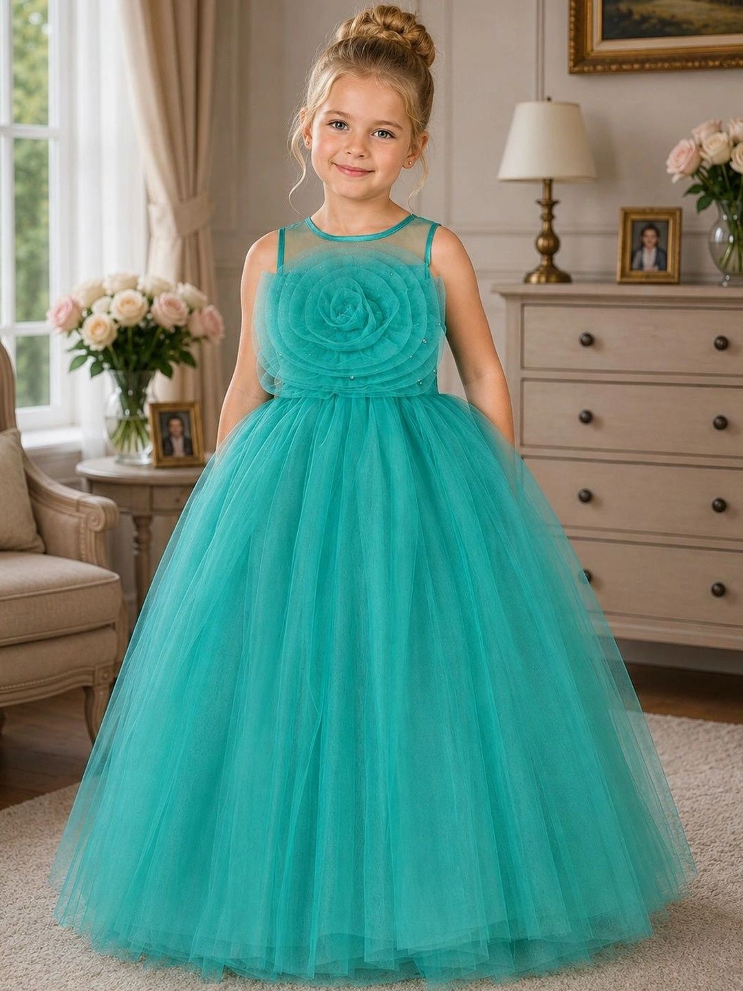 Miss & Chief Ruffled Net Maxi Dress-picture-6