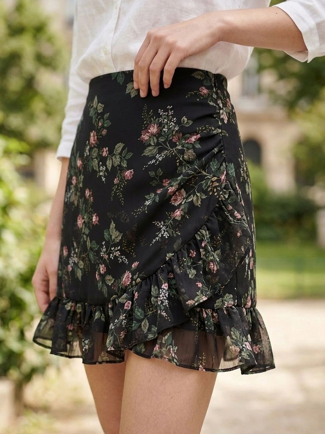 Suo Women Floral Mini Wrap Skirt-picture-15