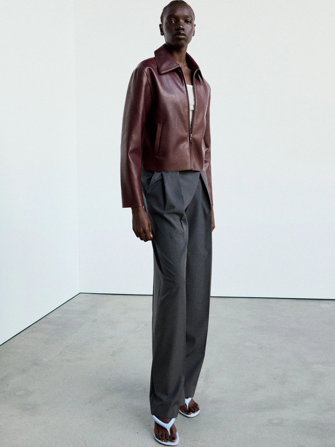 MANGO Spread Collar Leather Jacket-picture-50