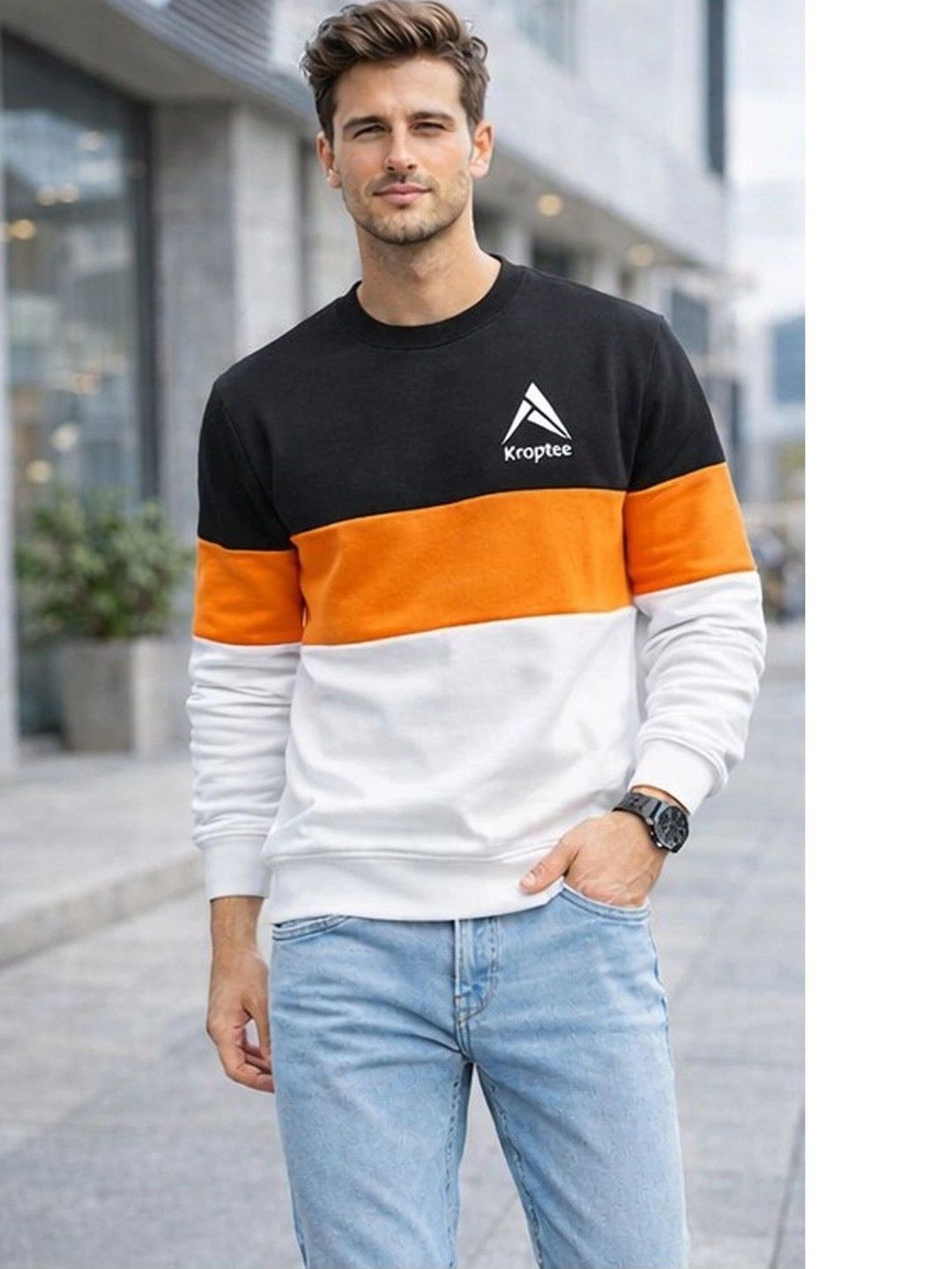 Kroptee Men Brand Logo Colourblocked T-shirt-picture-34