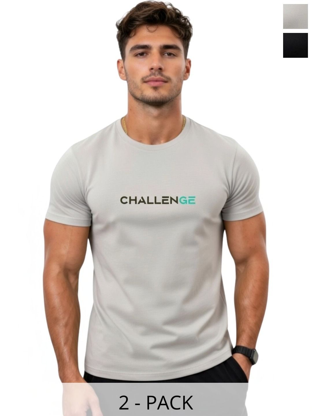 3Colors Men Pack Of 2 Typography Printed Moisture Wicking T-shirt-picture-9