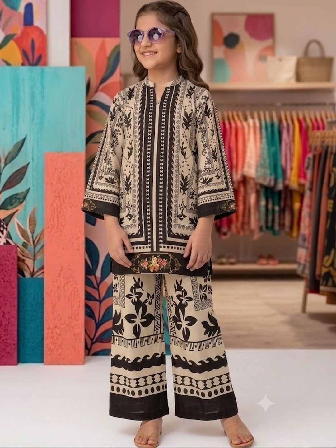 Moda Rapido Girls Ethnic Motifs Printed Regular Kurta with Palazzos-picture-48