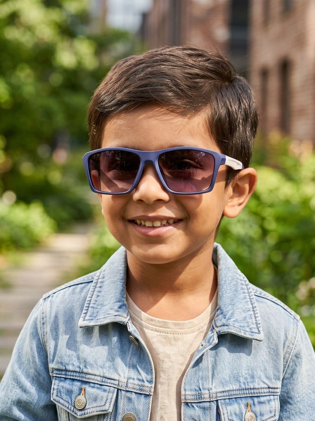 DukieKooky Unisex Kids Purple Lens & Blue Rectangle Sunglasses with-image-10